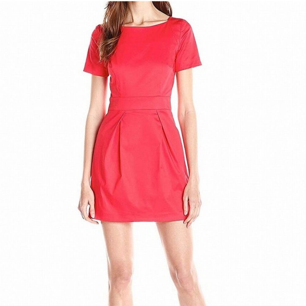 French Connection Richie Cotton Blend Classic Structured Mini Dress Red Size 0